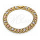 Oro Laminado Solid Bracelet, Gold Filled Style Flower Design, Diamond Cutting Finish, Tricolor, 03.196.0032.07 (08 MM Thickness, 7 Inches Length)