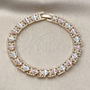 Oro Laminado Solid Bracelet, Gold Filled Style Star Design, Diamond Cutting Finish, Tricolor, 03.196.0033.07 (08 MM Thickness, 8 Inches Length)