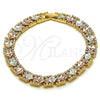 Oro Laminado Solid Bracelet, Gold Filled Style Star Design, Diamond Cutting Finish, Tricolor, 03.196.0033.07 (08 MM Thickness, 8 Inches Length)