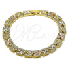 Oro Laminado Solid Bracelet, Gold Filled Style Diamond Cutting Finish, Tricolor, 03.196.0036.07