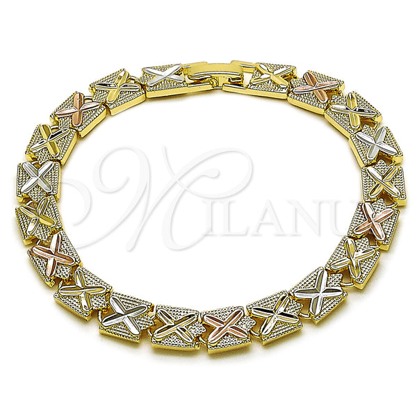 Gold Filled Bracelet — Solid Bracelet Diamond Cutting Tricolor 03. Thickness 7 — main product view — SKU 163047 | Oro Laminado brazalete — sólido Bracelet Diamond Cutting Tricolor 03. Thickness 7 — SKU 163047