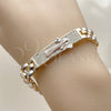 Oro Laminado Fancy Bracelet, Gold Filled Style San Benito Design, with White Micro Pave, Polished, Tricolor, 03.196.0037.07