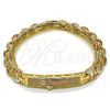Oro Laminado Fancy Bracelet, Gold Filled Style San Benito Design, with White Micro Pave, Polished, Tricolor, 03.196.0037.07