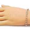 Oro Laminado Fancy Bracelet, Gold Filled Style San Judas and Ball Design, Polished, Tricolor, 03.196.0039.07 (05 MM Thickness, 7 Inches Length)