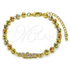 Oro Laminado Fancy Bracelet, Gold Filled Style San Judas and Ball Design, Polished, Tricolor, 03.196.0039.07 (05 MM Thickness, 7 Inches Length)