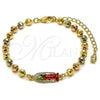 Oro Laminado Fancy Bracelet, Gold Filled Style Guadalupe and Ball Design, Polished, Tricolor, 03.196.0040.1.07