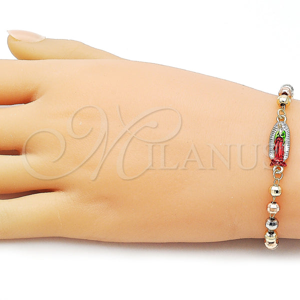 Gold Filled Bracelet — Fancy Bracelet Guadalupe and Ball Design Polished Tricolor — alternate product view — SKU 163052 | Oro Laminado brazalete — elegante Bracelet Guadalupe and Ball diseño pulido Tricolor — SKU 163052