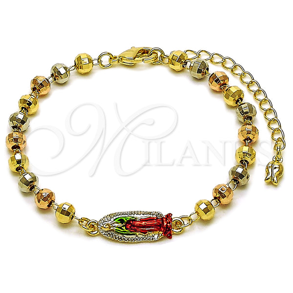 Gold Filled Bracelet — Fancy Bracelet Guadalupe and Ball Design Polished Tricolor — main product view — SKU 163052 | Oro Laminado brazalete — elegante Bracelet Guadalupe and Ball diseño pulido Tricolor — SKU 163052