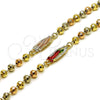 Oro Laminado Fancy Bracelet, Gold Filled Style Guadalupe and Ball Design, Polished, Tricolor, 03.196.0040.1.07 (05 MM Thickness, 7 Inches Length)