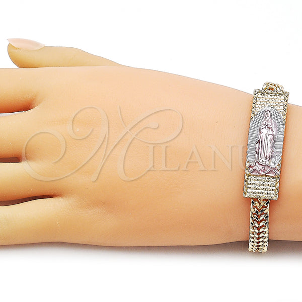 Gold Filled Bracelet — Fancy Bracelet Polished Tricolor 03. Thickness 8 Inches — alternate product view — SKU 163053 | Oro Laminado brazalete — elegante Bracelet pulido Tricolor 03. Thickness 8 Inches — SKU 163053