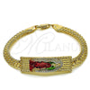 Oro Laminado Fancy Bracelet, Gold Filled Style Guadalupe Design, Polished, Tricolor, 03.196.0041.1.08