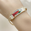 Oro Laminado Fancy Bracelet, Gold Filled Style Guadalupe Design, Polished, Tricolor, 03.196.0041.1.08 (Thickness, 8 Inches Length)