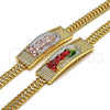 Oro Laminado Fancy Bracelet, Gold Filled Style Guadalupe Design, Polished, Tricolor, 03.196.0041.1.08 (Thickness, 8 Inches Length)
