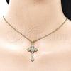 Oro Laminado Religious Pendant, Gold Filled Style Crucifix Design, with White Cubic Zirconia, Polished, Golden Finish, 05.284.0025