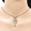 Oro Laminado Religious Pendant, Gold Filled Style Medalla Milagrosa Design, with White Cubic Zirconia, Polished, Golden Finish, 05.284.0026