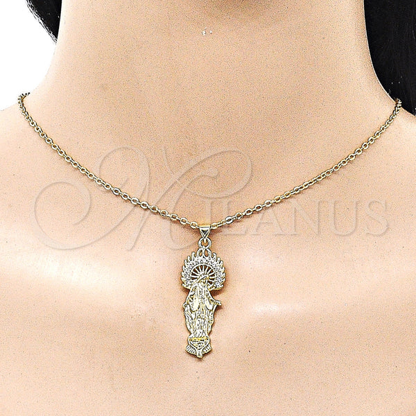 Gold Filled Pendant — Religious Pendant Medalla Milagrosa Design with White Cubic — alternate product view — SKU 163057 | Oro Laminado dije — Religious Pendant Medalla Milagrosa diseño with blanco Cubic — SKU 163057