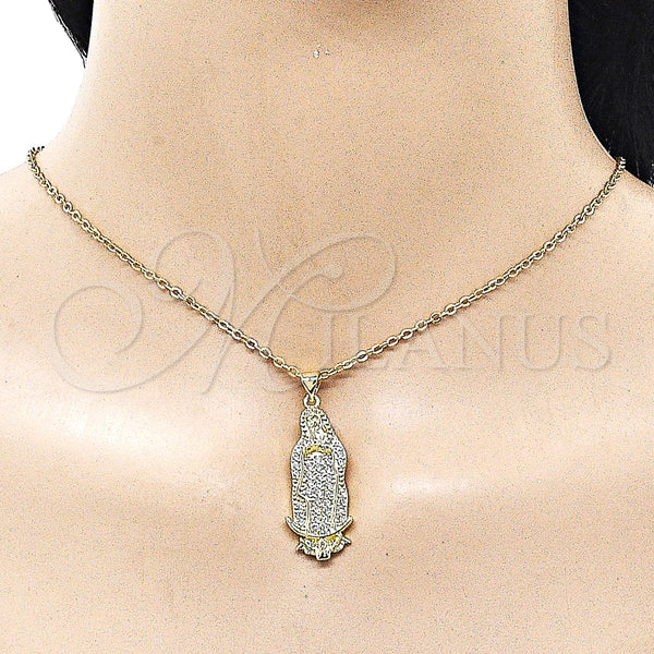 Gold Filled Pendant — Religious Pendant Guadalupe Design with White Cubic Zirconia — alternate product view — SKU 163059 | Oro Laminado dije — Religious Pendant Guadalupe diseño with blanco Cubic Zirconia — SKU 163059