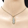 Oro Laminado Religious Pendant, Gold Filled Style Guadalupe Design, with White Cubic Zirconia, Polished, Golden Finish, 05.284.0028