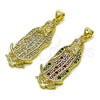 Oro Laminado Religious Pendant, Gold Filled Style Guadalupe Design, with White Cubic Zirconia, Polished, Golden Finish, 05.284.0028