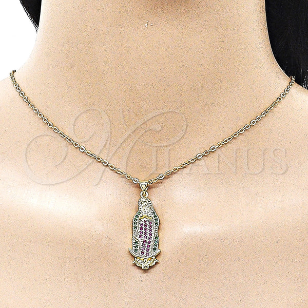 Gold Filled Pendant — Religious Pendant Guadalupe Design with Multicolor Cubic Zirconia — alternate product view — SKU 163060 | Oro Laminado dije — Religious Pendant Guadalupe diseño with Multicolor Cubic Zirconia — SKU 163060