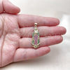 Oro Laminado Religious Pendant, Gold Filled Style Guadalupe Design, with Multicolor Cubic Zirconia, Polished, Golden Finish, 05.284.0028.1