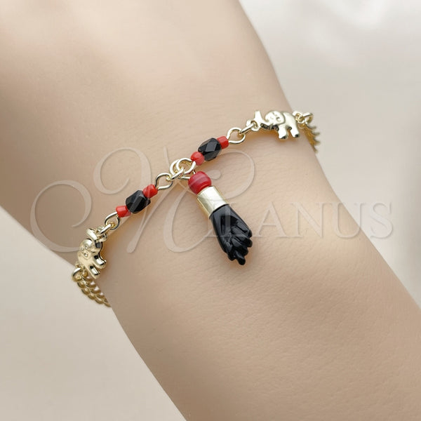 Gold Filled Bracelet — Charm Bracelet Figa Hand and Elephant Design with — alternate product view — SKU 163067 | Oro Laminado brazalete — Charm Bracelet Figa Hand and Elephant diseño with — SKU 163067