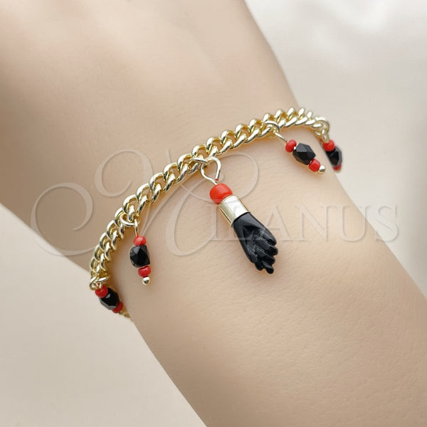 Gold Filled Bracelet — Charm Bracelet Figa Hand and Miami Cuban Design — alternate product view — SKU 163069 | Oro Laminado brazalete — Charm Bracelet Figa Hand and Miami Cuban diseño — SKU 163069