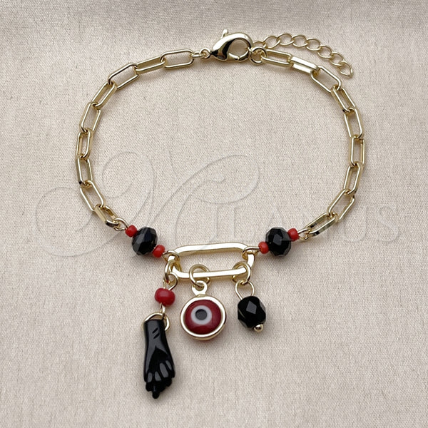 Gold Filled Bracelet — Charm Bracelet Figa Hand and Evil Eye Design — alternate product view — SKU 163070 | Oro Laminado brazalete — Charm Bracelet Figa Hand and Evil Eye diseño — SKU 163070