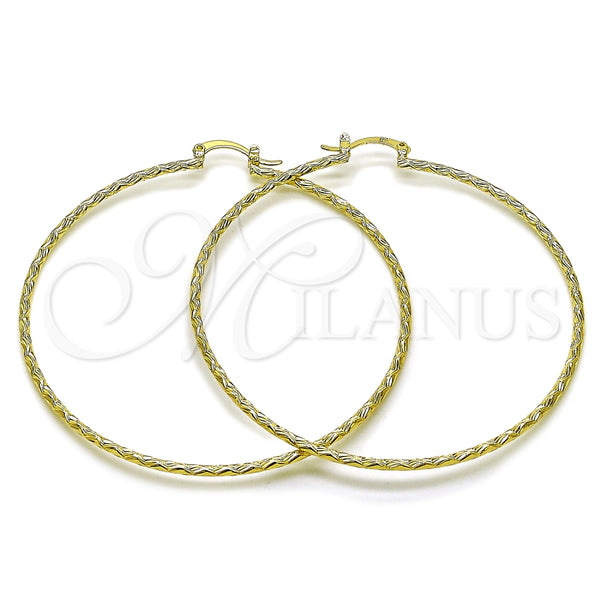 Oro Laminado Extra Large Hoop, Gold Filled Style Diamond Cutting Finish, Golden Finish, 02.213.0884.70