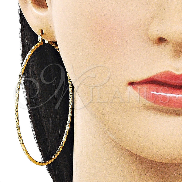 Gold Filled Hoop Earrings — Extra Large Hoop Diamond Cutting 02. — alternate product view — SKU 163072 | Oro Laminado aretes de aro — Extra Large Hoop Diamond Cutting 02. — SKU 163072