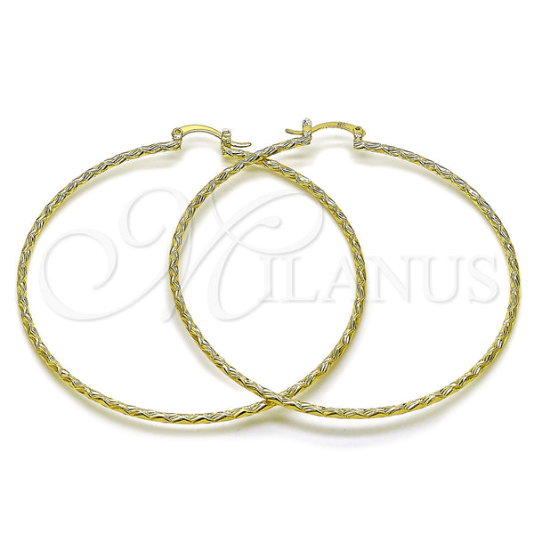 Gold Filled Hoop Earrings — Extra Large Hoop Diamond Cutting 02. — main product view — SKU 163072 | Oro Laminado aretes de aro — Extra Large Hoop Diamond Cutting 02. — SKU 163072