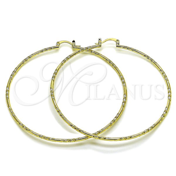 Oro Laminado Extra Large Hoop, Gold Filled Style Diamond Cutting Finish, Golden Finish, 02.213.0885.70