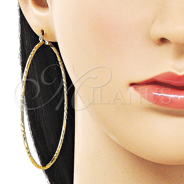 Gold Filled Hoop Earrings — Extra Large Hoop Diamond Cutting 02. — alternate product view — SKU 163073 | Oro Laminado aretes de aro — Extra Large Hoop Diamond Cutting 02. — SKU 163073