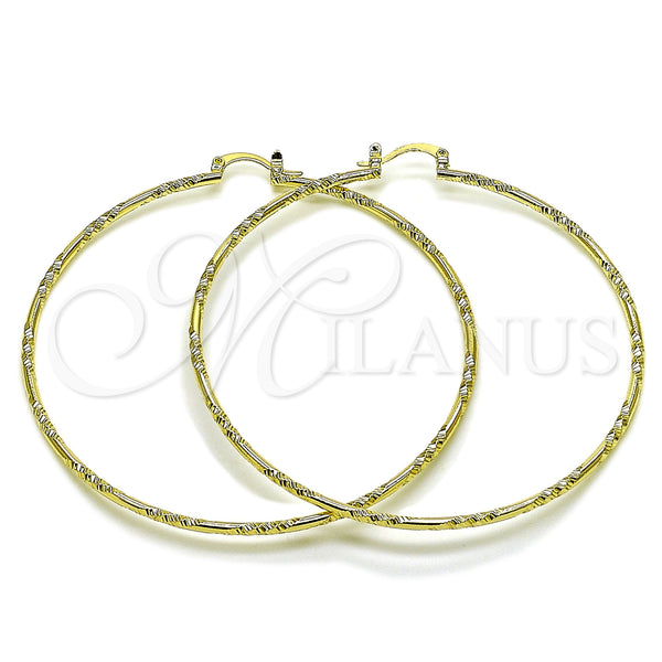 Gold Filled Hoop Earrings — Extra Large Hoop Diamond Cutting 02. — main product view — SKU 163073 | Oro Laminado aretes de aro — Extra Large Hoop Diamond Cutting 02. — SKU 163073