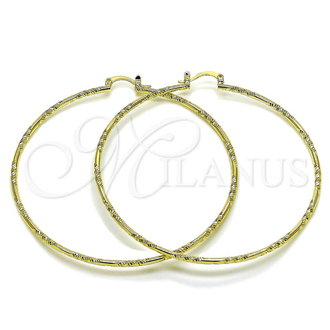 Oro Laminado Extra Large Hoop, Gold Filled Style Diamond Cutting Finish, Golden Finish, 02.213.0885.70