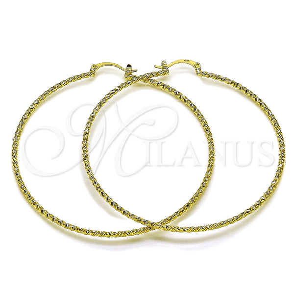 Oro Laminado Extra Large Hoop, Gold Filled Style Diamond Cutting Finish, Golden Finish, 02.213.0886.70