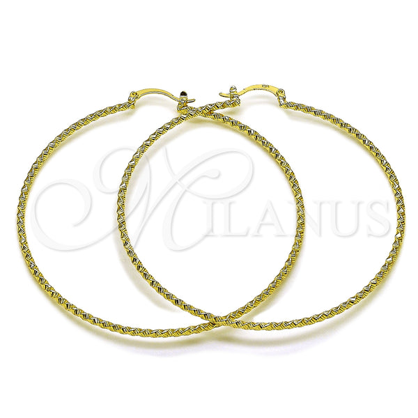 Gold Filled Hoop Earrings — Extra Large Hoop Diamond Cutting 02. — main product view — SKU 163074 | Oro Laminado aretes de aro — Extra Large Hoop Diamond Cutting 02. — SKU 163074