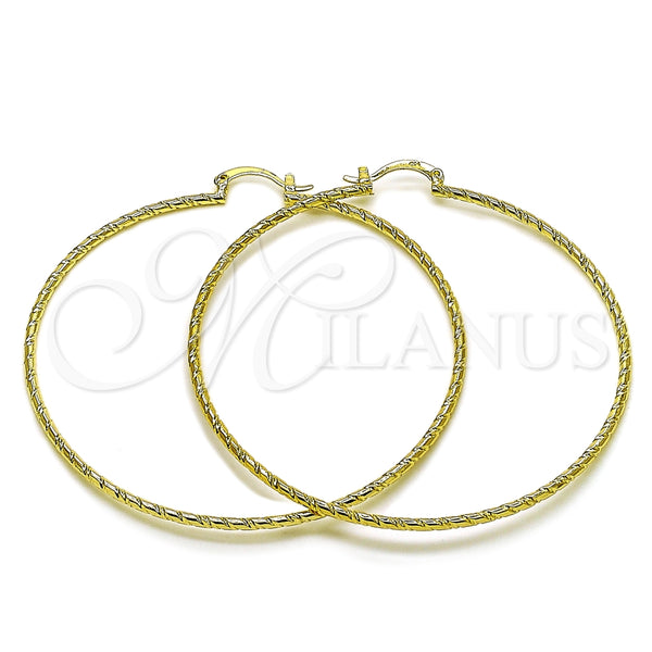 Oro Laminado Extra Large Hoop, Gold Filled Style Diamond Cutting Finish, Golden Finish, 02.213.0887.70