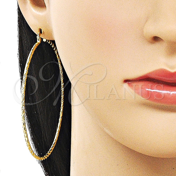 Gold Filled Hoop Earrings — Extra Large Hoop Diamond Cutting 02. — alternate product view — SKU 163075 | Oro Laminado aretes de aro — Extra Large Hoop Diamond Cutting 02. — SKU 163075