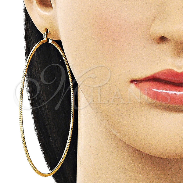 Gold Filled Hoop Earrings — Extra Large Hoop Diamond Cutting 02. — alternate product view — SKU 163076 | Oro Laminado aretes de aro — Extra Large Hoop Diamond Cutting 02. — SKU 163076