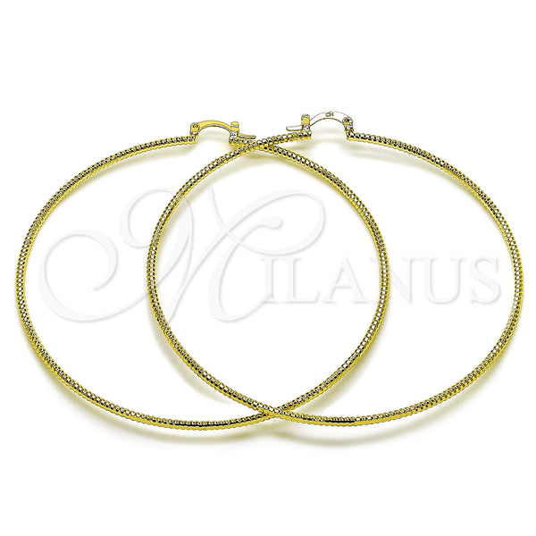 Gold Filled Hoop Earrings — Extra Large Hoop Diamond Cutting 02. — main product view — SKU 163076 | Oro Laminado aretes de aro — Extra Large Hoop Diamond Cutting 02. — SKU 163076