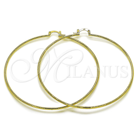 Oro Laminado Extra Large Hoop, Gold Filled Style Diamond Cutting Finish, Golden Finish, 02.168.0036.80