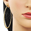 Oro Laminado Extra Large Hoop, Gold Filled Style Twist Design, Diamond Cutting Finish, Golden Finish, 02.213.0888.70