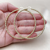 Oro Laminado Extra Large Hoop, Gold Filled Style Twist Design, Diamond Cutting Finish, Golden Finish, 02.213.0888.70