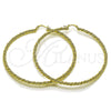 Oro Laminado Extra Large Hoop, Gold Filled Style Twist Design, Diamond Cutting Finish, Golden Finish, 02.213.0888.70