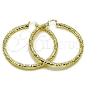 Gold Filled Hoop Earrings — Extra Large Hoop Hollow Design Diamond Cutting 02. — main product view — SKU 163078 | Oro Laminado aretes de aro — Extra Large Hoop Hollow diseño Diamond Cutting 02. — SKU 163078