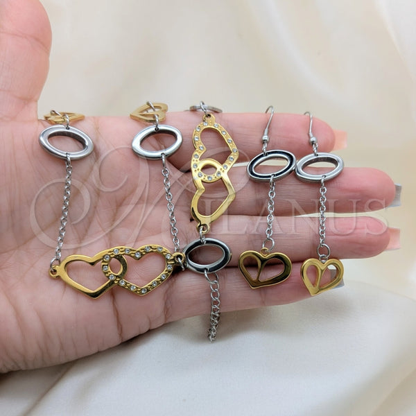 Stainless Steel Ring — Necklace Bracelet and Earring Heart Design with White — alternate product view — SKU 163079 | Acero Inoxidable anillo — Necklace Bracelet and Earring corazón diseño with blanco — SKU 163079