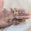 Stainless Steel Necklace, Bracelet and Earring, Heart Design, with White Crystal, Polished, Two Tone, 06.231.0021