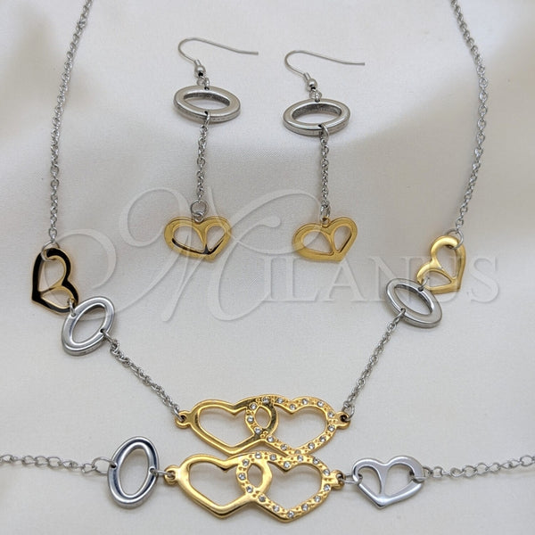 Stainless Steel Ring — Necklace Bracelet and Earring Heart Design with White — main product view — SKU 163079 | Acero Inoxidable anillo — Necklace Bracelet and Earring corazón diseño with blanco — SKU 163079
