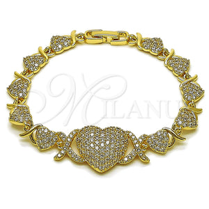 Gold Filled Bracelet — Fancy Bracelet Hugs and Kisses and Heart Design — main product view — SKU 163080 | Oro Laminado brazalete — elegante Bracelet Hugs and Kisses and corazón diseño — SKU 163080